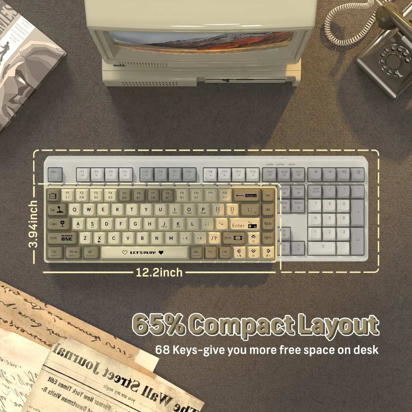 ATTACK SHARK AK680 60% Wired Mechanical Gaming Keyboard,Hot-Swappable,RGB Rainbow Backlit,UV Printing and EVA Sound Control