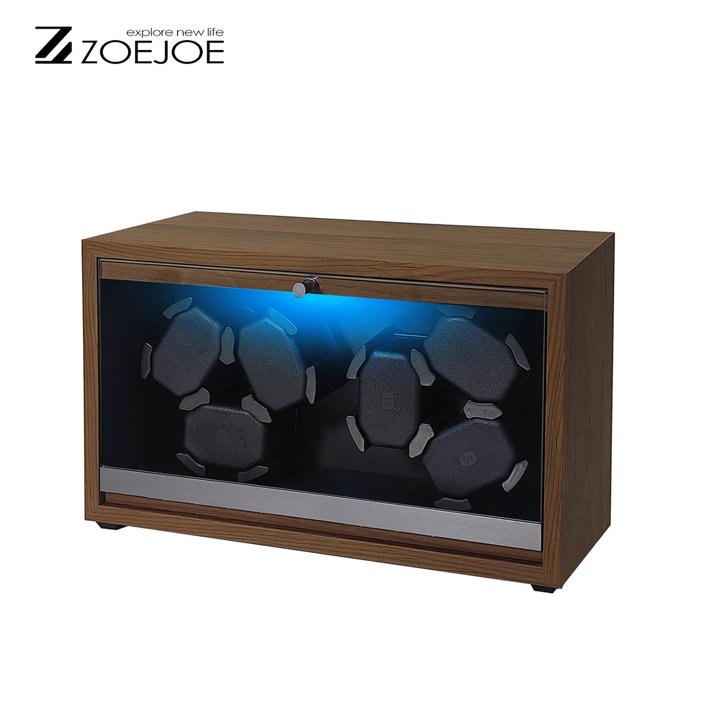 Automatic Watch Winder With LED Ambient Light Quiet Motor Walnut Grain USB Cable 5 Modes Watch Winders Best Gifts For Men Women