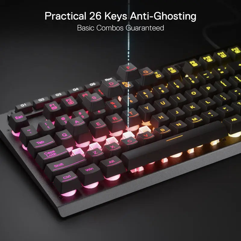 Redragon K513 RGB Membrane Gaming Keyboard, Standard 104 Keys Linear Wired Mechanical-Feel Keyboard