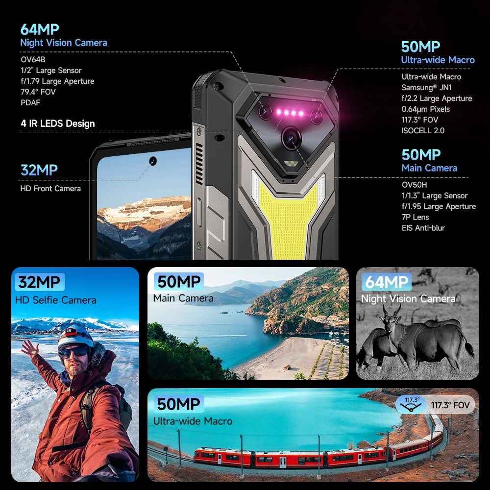 【Ships from US】Ulefone Armor 34 Pro 5G AI Rugged Phone 25500mAh Up to 32GB+512GB Built-in Projector 120Hz 6.95" NFC Smartphone