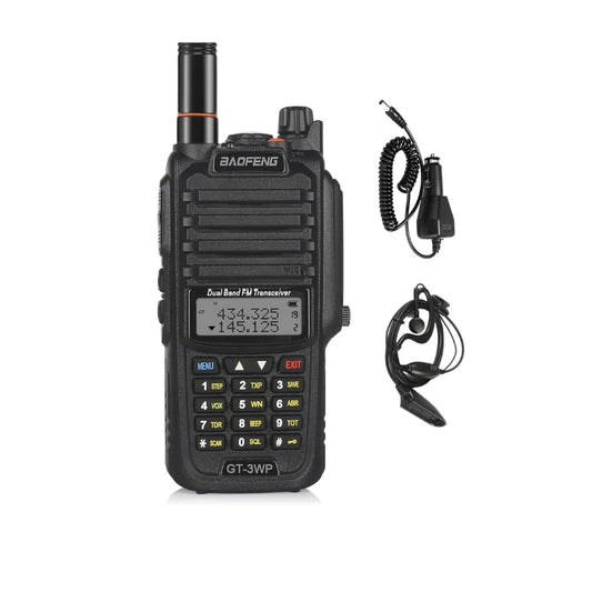 BAOFENG GT-3WP IP67 Dual Band Two-Way Radio, 144-148MHz 420-450MHz, Waterproof Dustproof Walkie Talkie Transceiver, Black 1 Pack