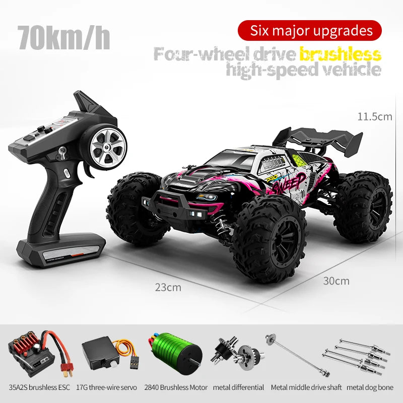1:16 70KM/H Or 80KM/KBDFA D847 4WD RC Car With LED Remote Control Cars High Speed Drift Monster 4x4 Truck for Kids