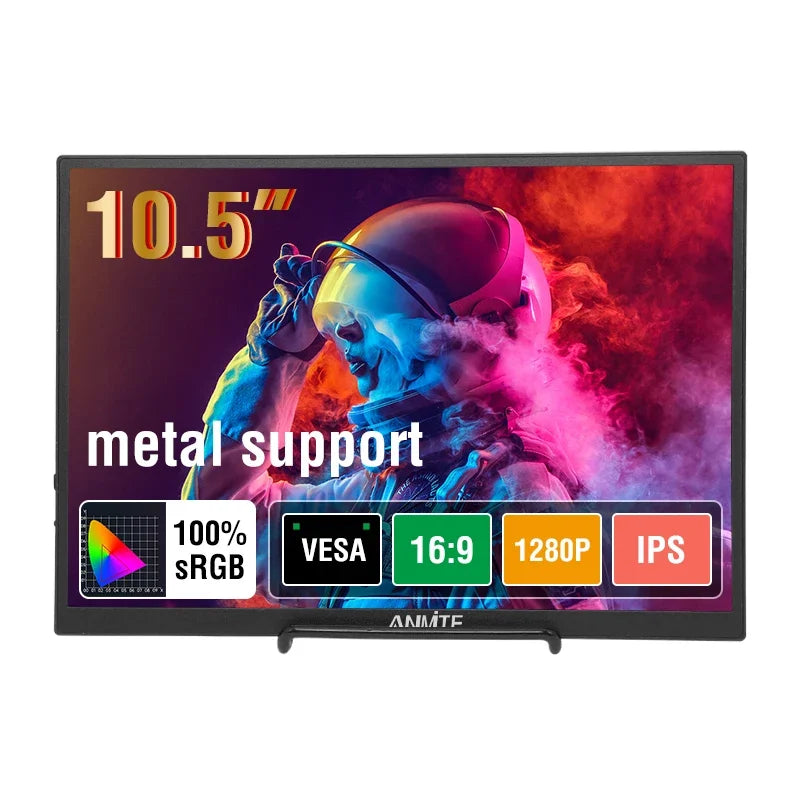 Anmite 10.5-Inch Portable Monitor 1280P HDR 16:10 Low Blue Light For XBox PS4 / 5 Switch Cell Phone PC Loptop Extension