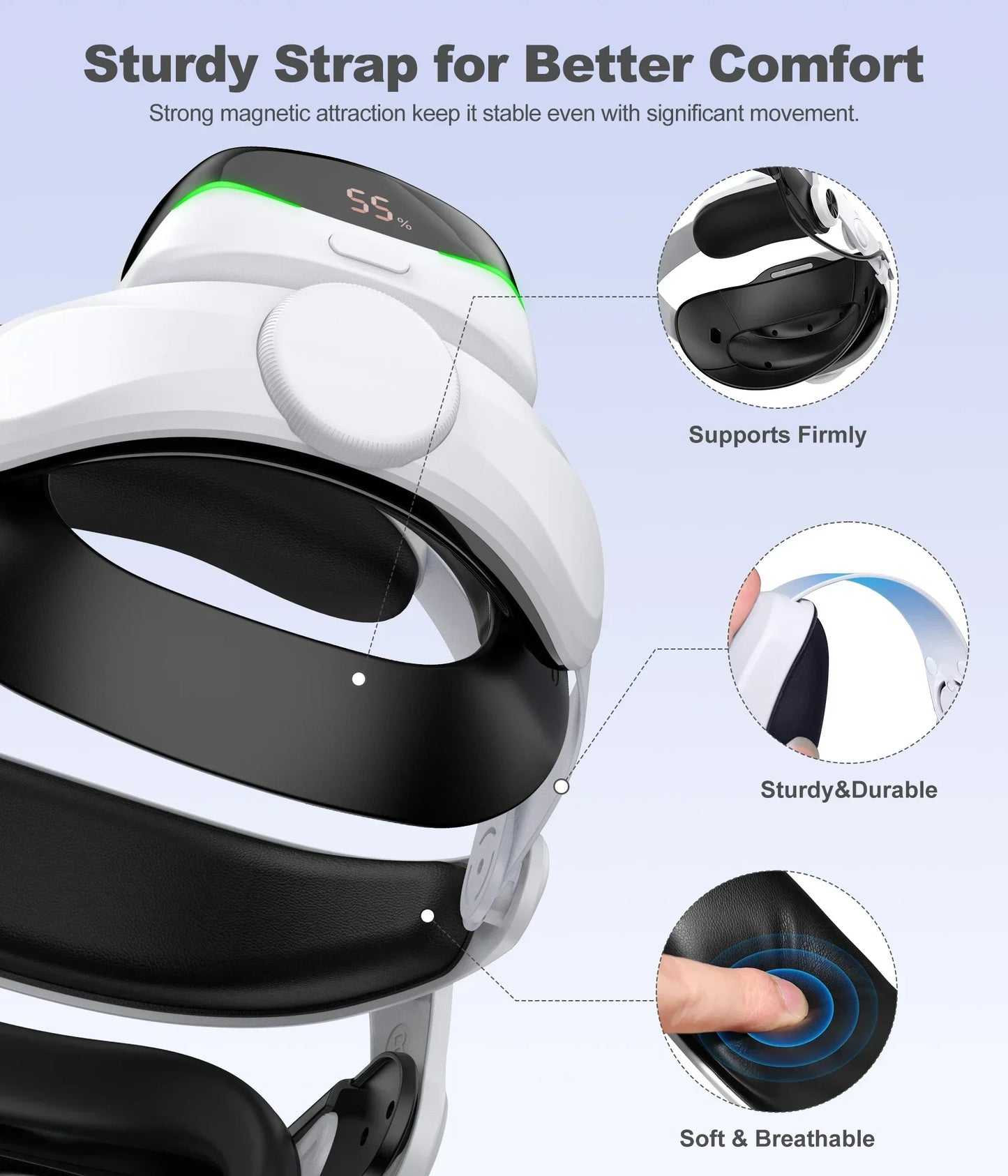 Head Strap for Meta Oculus For Quest2/3 VR Accessories Replacement Adjustable Enhanced Elite Head Strap 2-3Hrs Extended Playtime