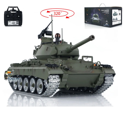 1/16 RC Tank Tongde M24 Chaffee Infrared Metal Upgraded Wheels Barrel Recoil Fun Toy Tanks for Boys TH24485-SMT7