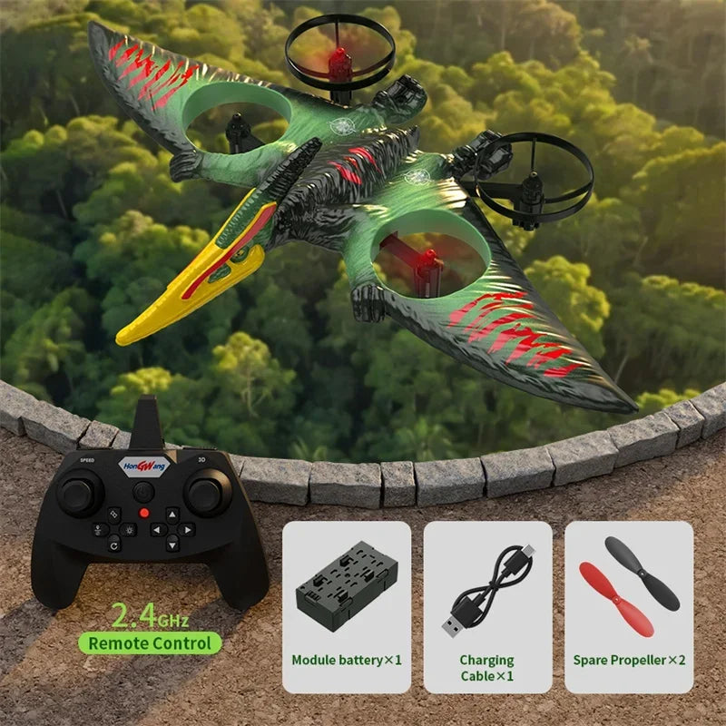 RC Simulation Pterosaur Drone Remote Control Foam Aircraft LED Night Lights 360 Stunt Roll Kids Toys Outdoor Game Boys Gifts