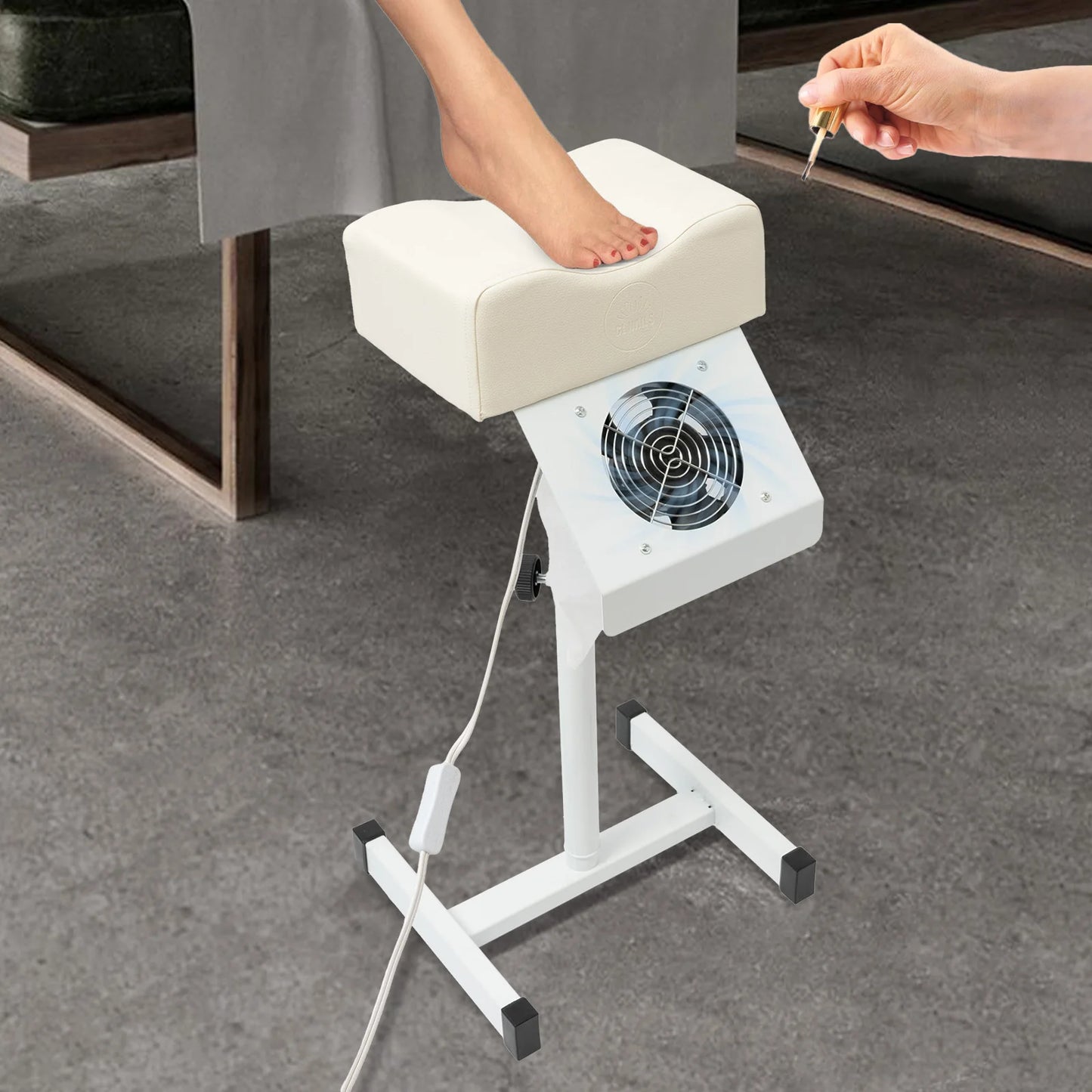 Pedicure Stool Chair  Adjustable Manicure Footrest  Salon Lift Stool  with Vacuum Cleaner  18.9-26.77in