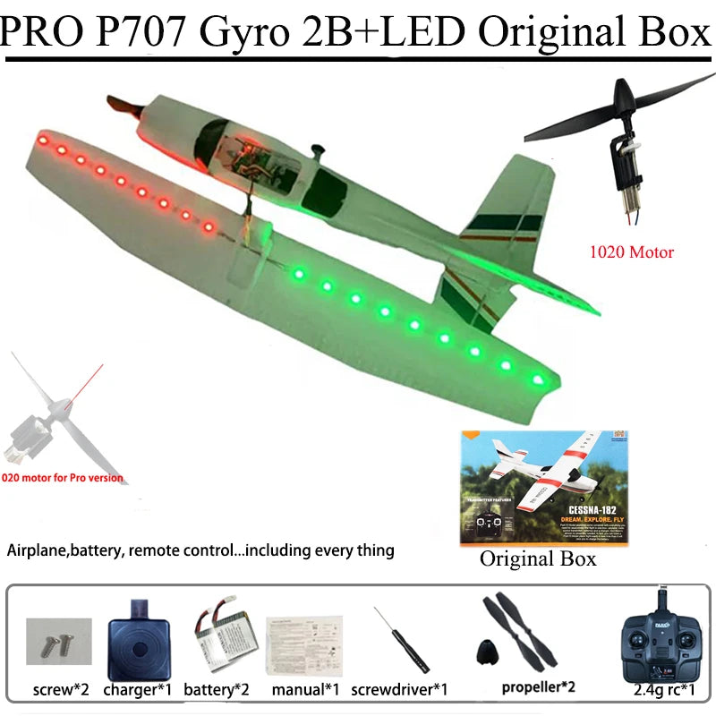 Park10 RC Airplane P707G 2.4G 3D/6G With Gyroscope 3Ch RC Airplane Fixed Wing Plane Outdoor Toys Drone RTF CESSNA 182 Plane Gift