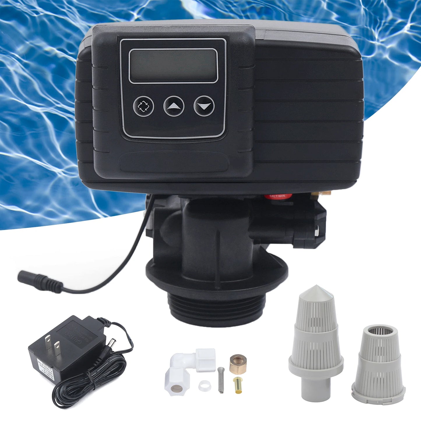 Water Softener Valve 110V Automatic Digital Metered Control Head Time Clock Control Valve with Display and Water Distributor