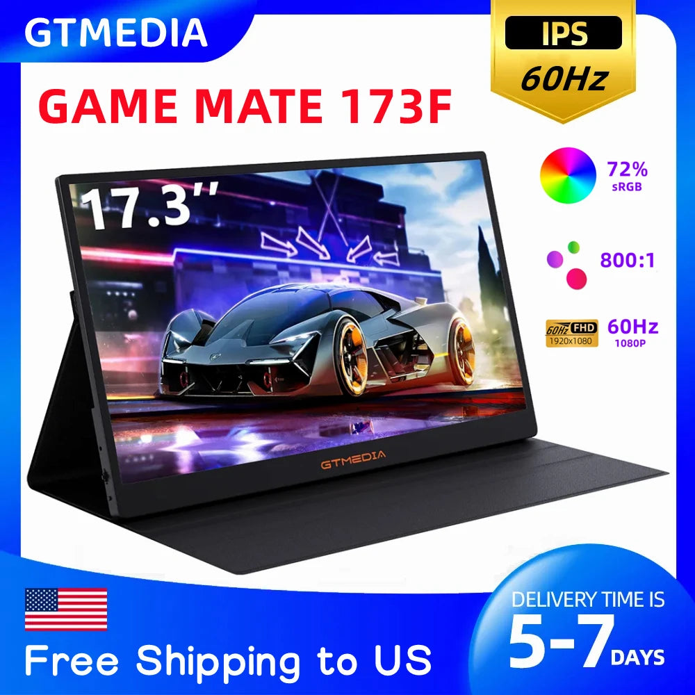 GTMEDIA 17.3 Inch Portable Monitor IPS FullHD Screen 1920*1080 Travel Gaming Display for Laptop/Macbook In Stock At US Warehouse