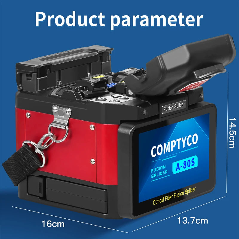 COMPTYCO A-80S Optical Fiber Fusion Splicer SM MM Multilingual Touch Screen Fiber Optic Core Welding Machine Built in OPM VFL