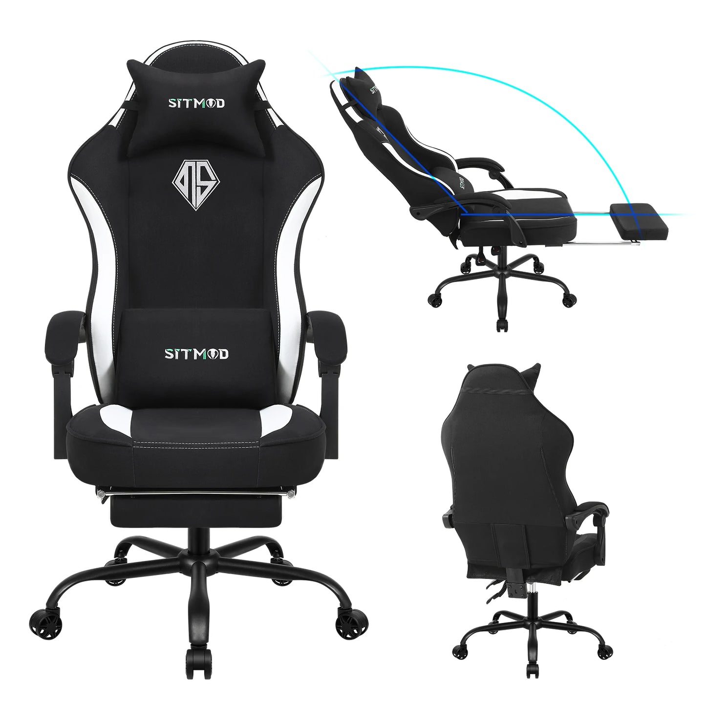 Height Adjustable 360°-Swivel Gaming Chair - Computer Chair With Footrest And Lumbar Support, Headrest For Office Or Gaming