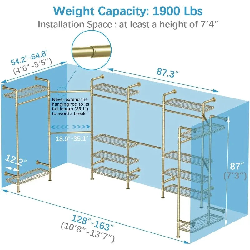 Hot-Sell! U3 U Shape Garment Rack Heavy Duty Clothes Rack for Hanging Clothes,Expandable Industrial Pipe Clothing -HOME.