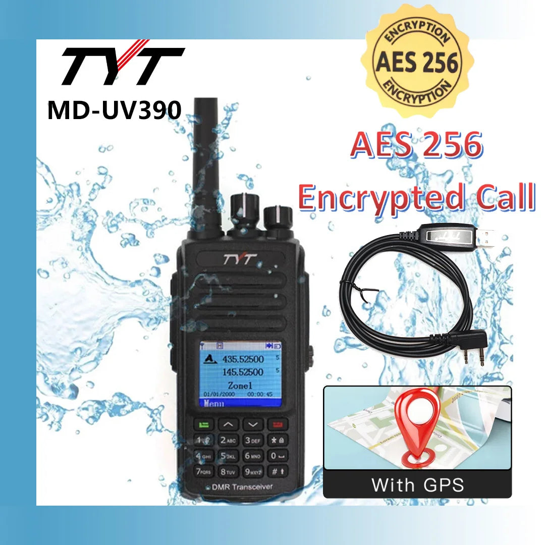 TYT NEW AES256 Encryption MD-UV380/390  Digital Walkie Talkie VHF UHF Dual Band Waterproof Radio GPS Ham Radio DMR Walkie Talkie