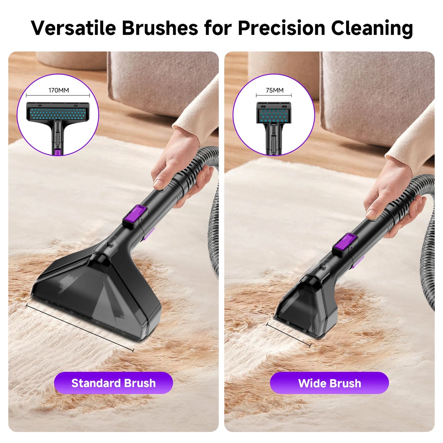 Honki 530W Carpet Cleaner Machine 20KPa Strong Suction Handheld Multifunctional Cleaner for Pet Hair Upholstery Sofa Mat Bed Self-cleaning Energy-saving Portable Wet and Dry Deep Cleaning Appliances