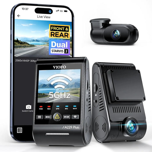 A229 Plus Dash Cam Front and Rear, Dual STARVIS 2 Sensors, 2 Channel HDR, 1440P+1440P Voice Control Car Dash Camera, 5GHz