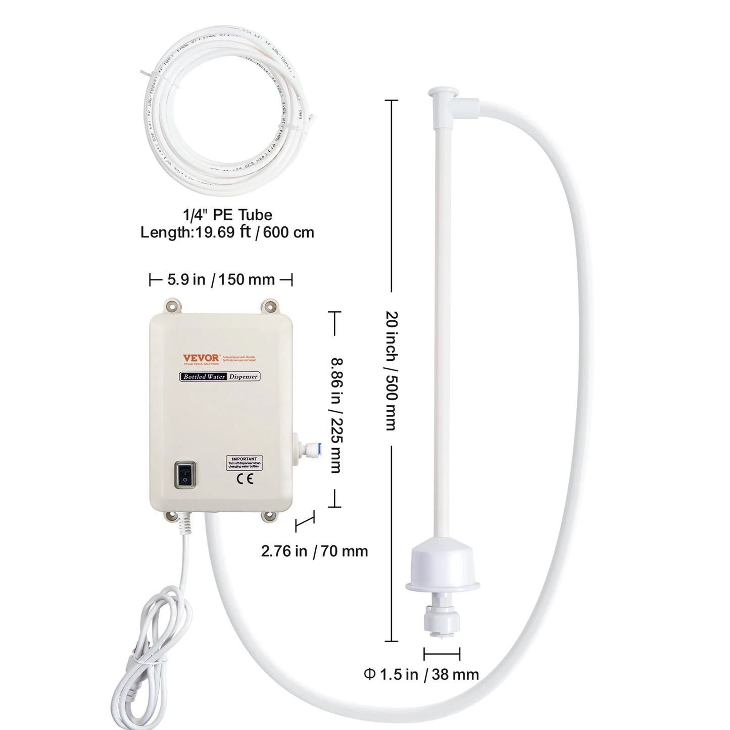 SucceBuy 5 Gallon Bottled Water Dispenser Pump System Automatic Electric Single Inlet Compatible Use w/ Tea Machine Refrigerator