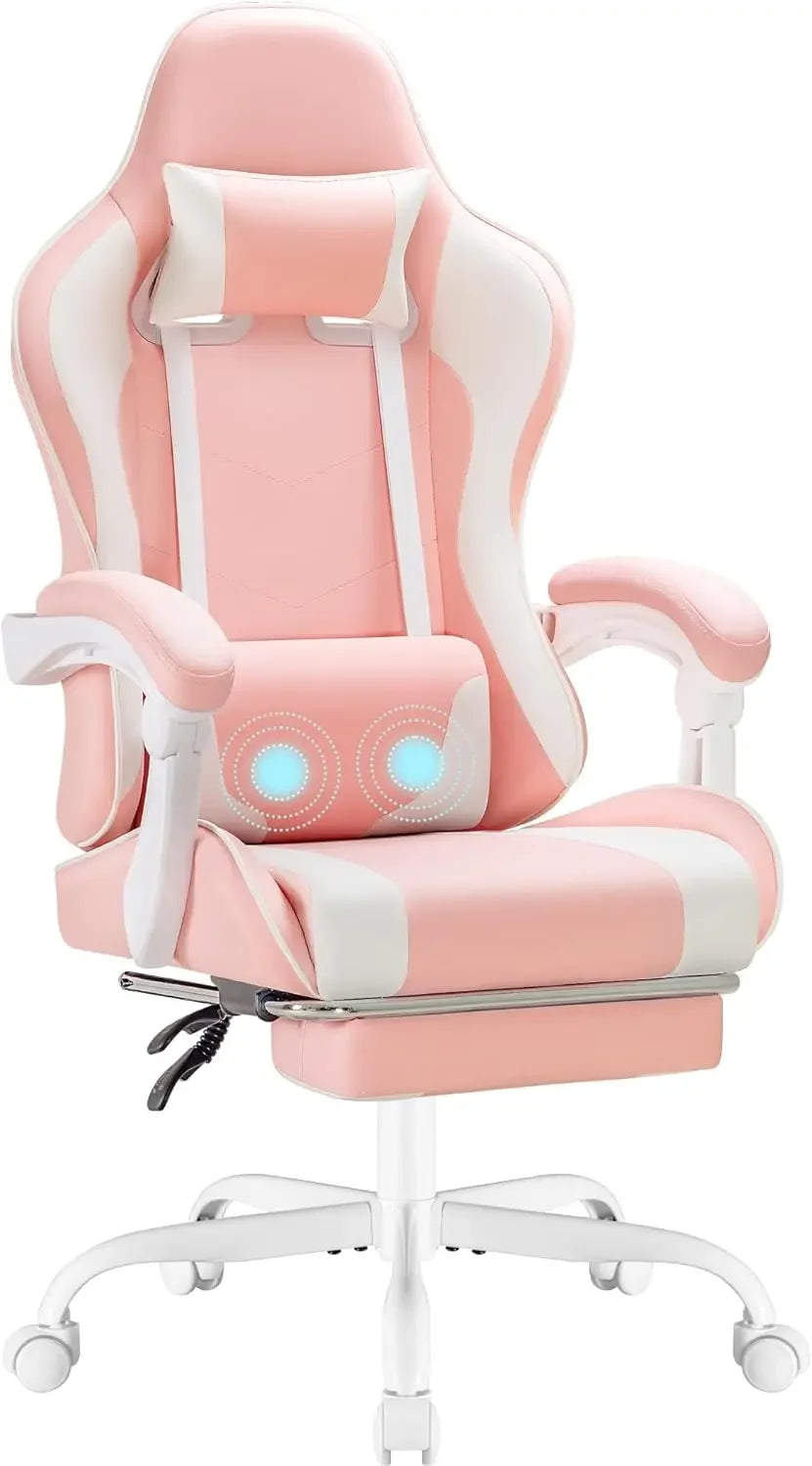 Gaming Chair, Video Game Chair with Footrest and Massage Lumbar Support, Ergonomic Computer Chair Height Adjustable