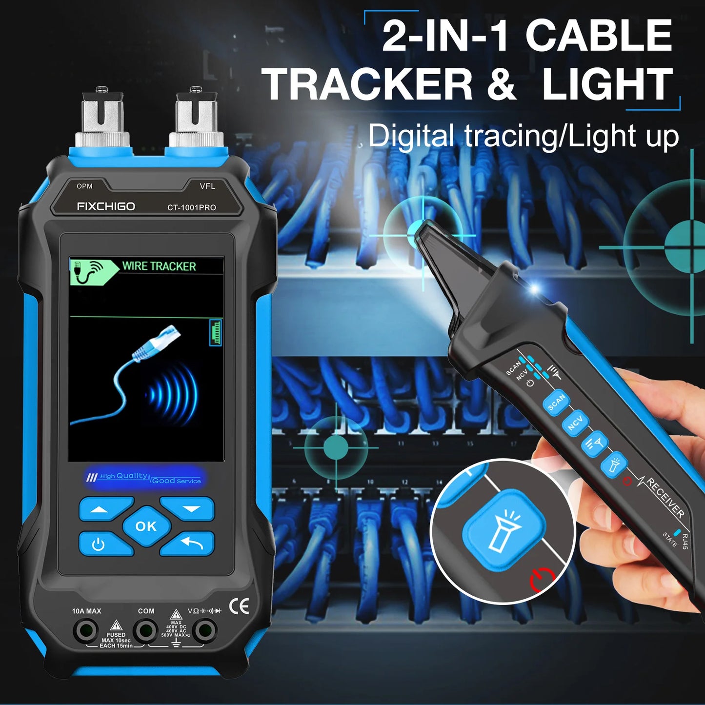 Network Cable Tester with Multimeter 4 in 1 Fiber Optical Power Meter Visual Fault Locator noise-free LAN Line Tracking