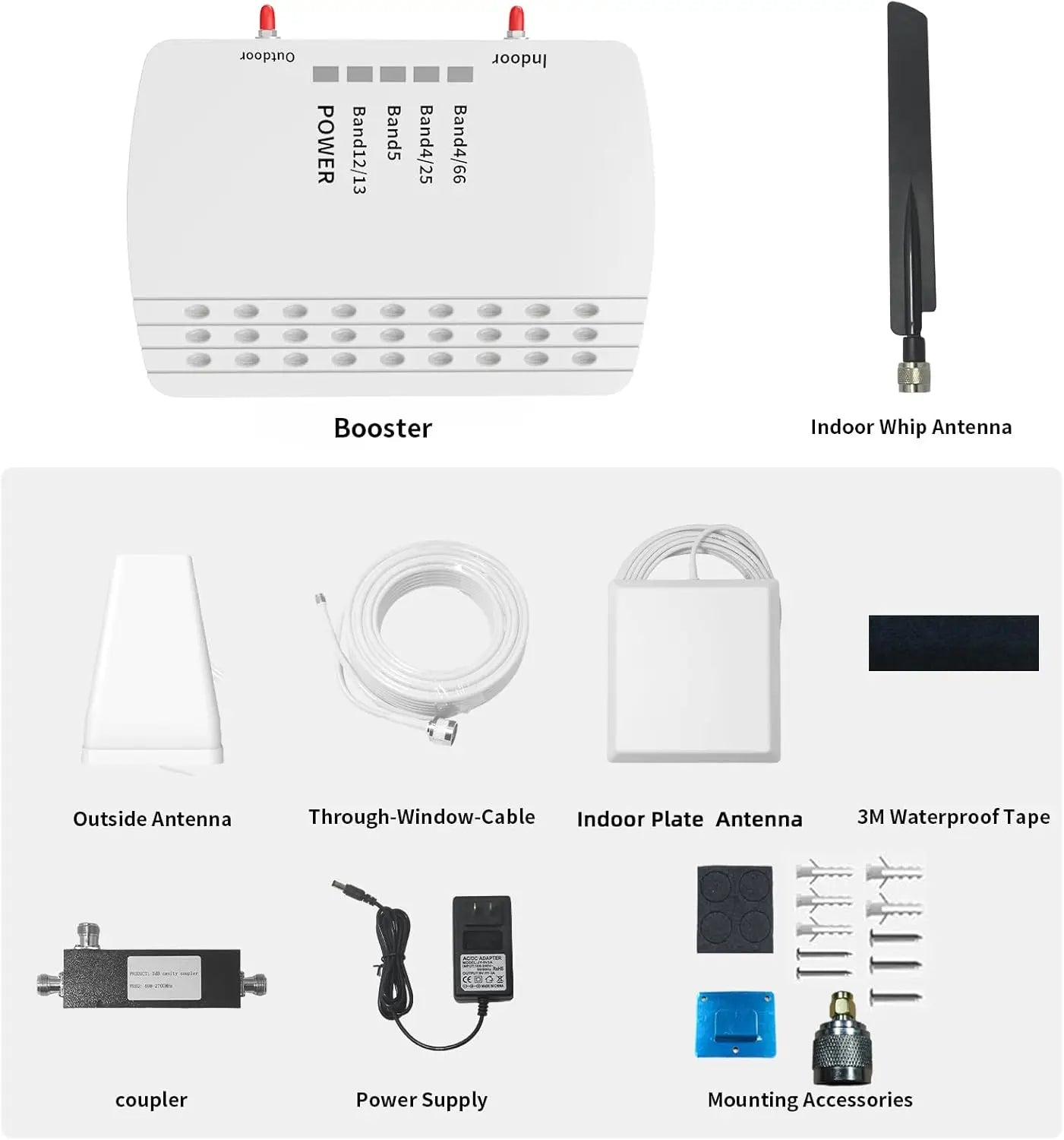 Cell Phone Booster for Home, Up to 6000 Sq.Ft,Cell Phone Signal Booster with 2 Indoor Antennas for Band 66/2/4/5/12/17/13/25