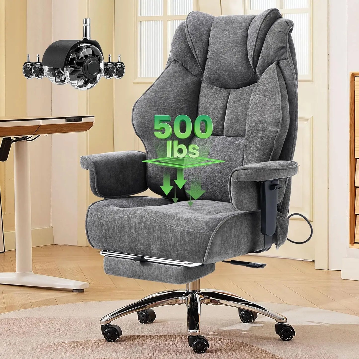 500lbs Big and Tall Office Chair Adjustable Lumbar Support, Extra Wide Seat Ergonomic Gaming Chair with Footrest,, Customized