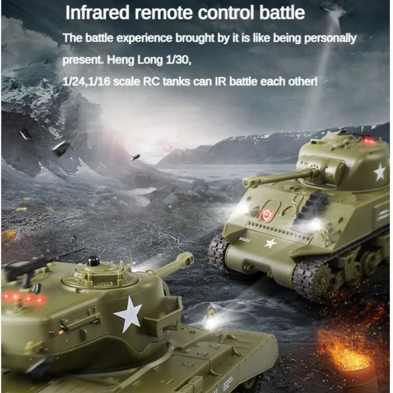 US Stock Heng Long 1/30 RC Battle Tank Sherman M4A3 3841-01 2.4G Remote Control Miniature Toy Tanks Compact Play TH23393