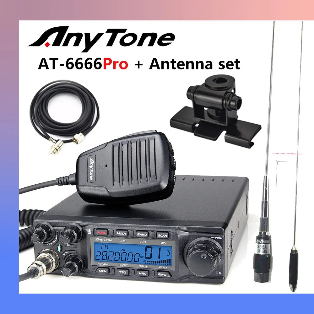 Anytone AT-6666Pro Output AM 80W FM 50W High Power 10 Meter Radio with  AM/FM/SSB/CW/PA 10 Meter Band for Truck Drivers