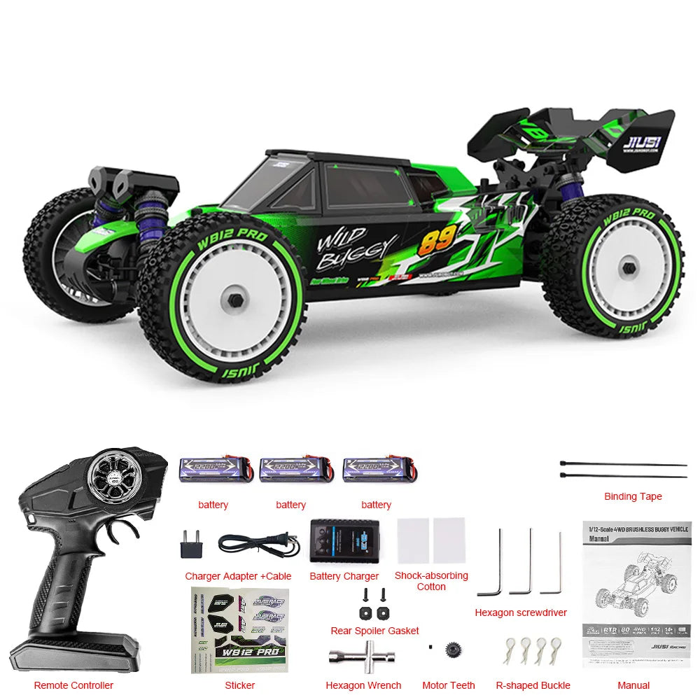 JIUSI WB12 PRO 1/12 Racing Car 4WD High Speed 80KM/H Brushless Remote Control Car Off-road Competitive Drift RC Car Toy Kid Gift