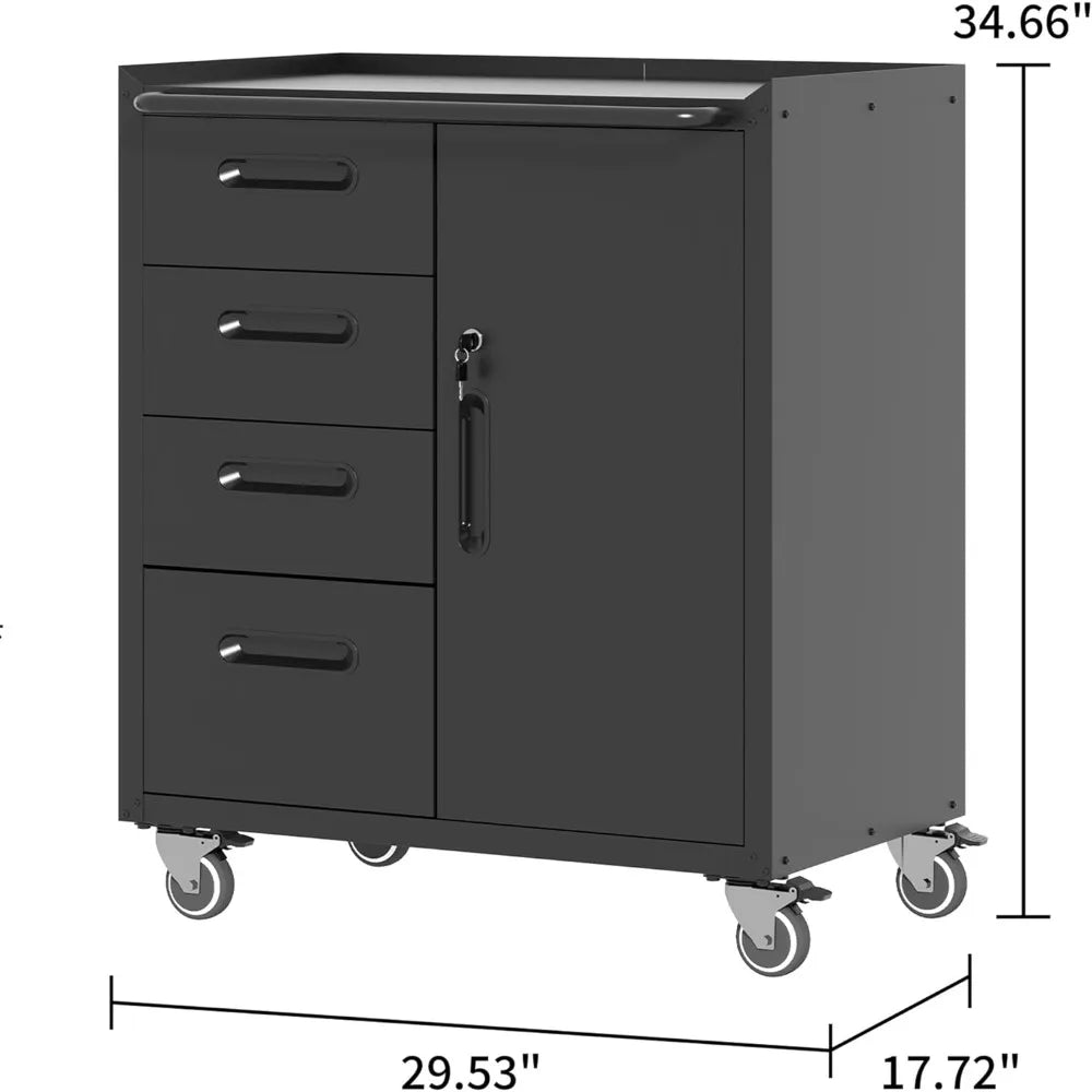 Mobile Tool Storage Cabinet with Wheels,Heavy Duty Rolling Tool Cabinets for Garage,Metal Storage Cabinets with 4 Drawer