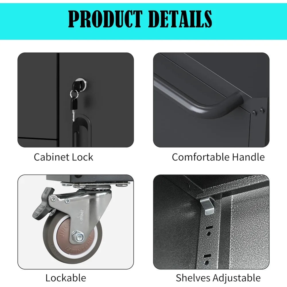 Mobile Tool Storage Cabinet with Wheels,Heavy Duty Rolling Tool Cabinets for Garage,Metal Storage Cabinets with 4 Drawer