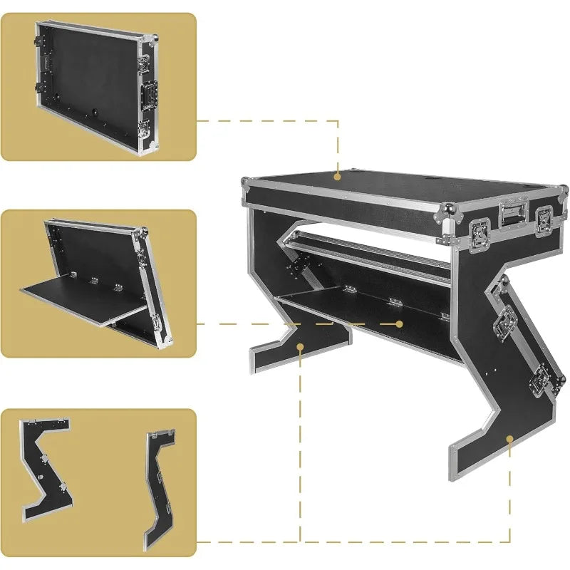 DJ Z-Table Workstation Folding Mobile Flight Case with Wheels and Handles, Durable Plywood (STDJT-Z46W)Musical