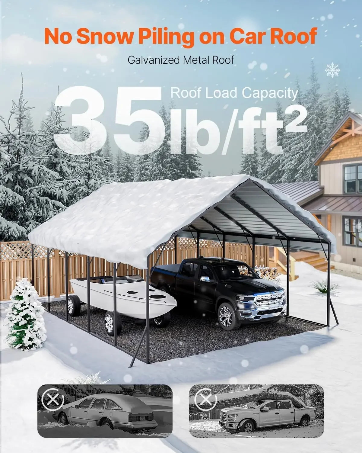 20x24 ft Heavy Duty Metal Carport, Outdoor Car Shelter with Removable PE Sidewalls, Steel Frame Garage for Car, Truck, Boat