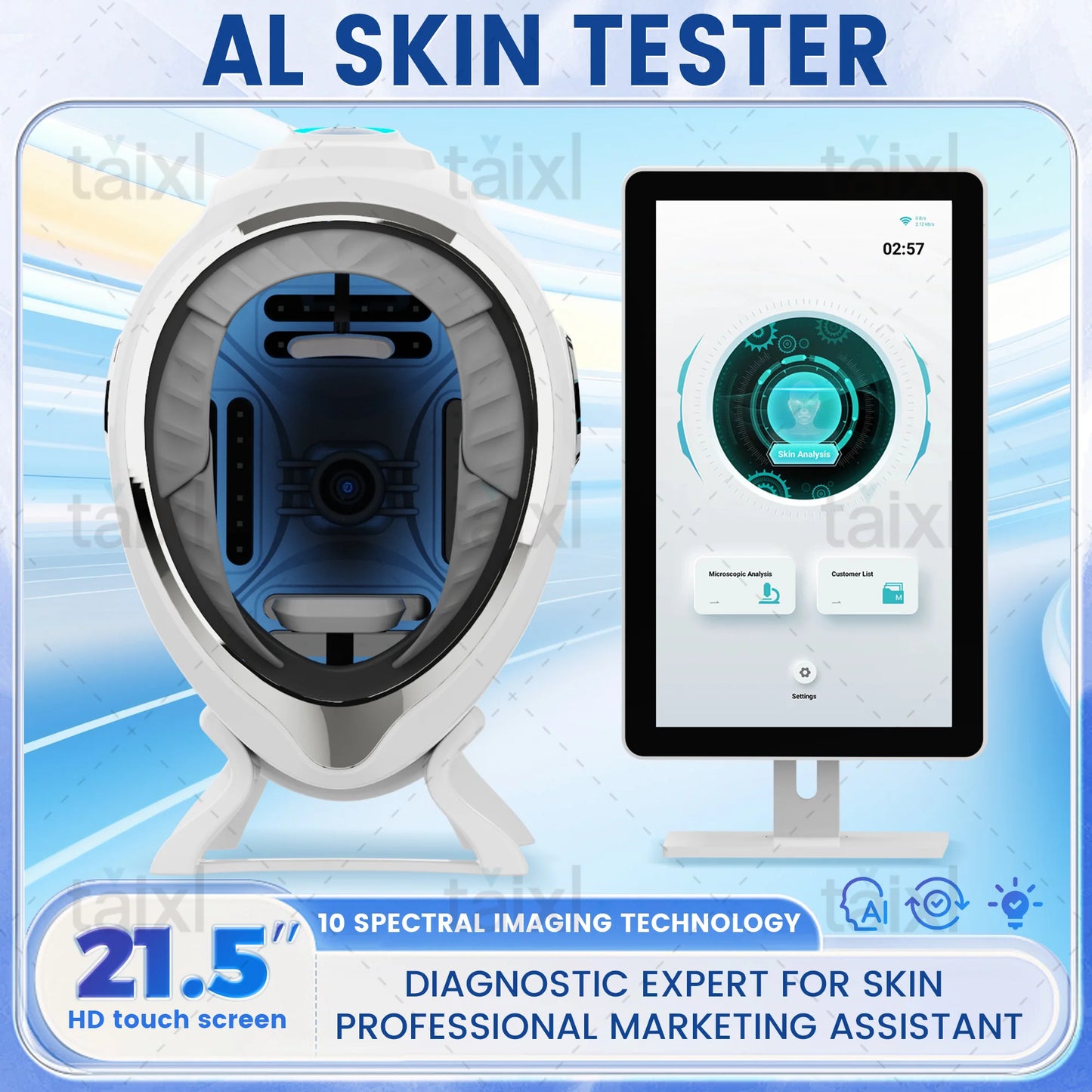 AISIA 3D AI Facial Skin Analyzer Detection Skin Problem Diagnosis 8 Spectrum Professional Analysis Beauty Salon Equipment