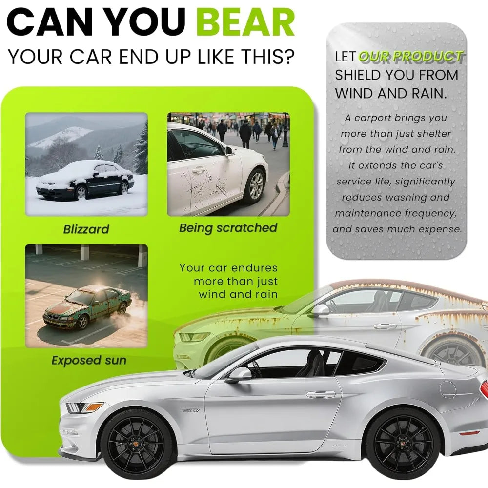 18×8.2×7.5FT All Weather Proof Carport, Heavy Duty Carport, Portable Stainless Steel Garage, Retractable Folding Automatic Car T