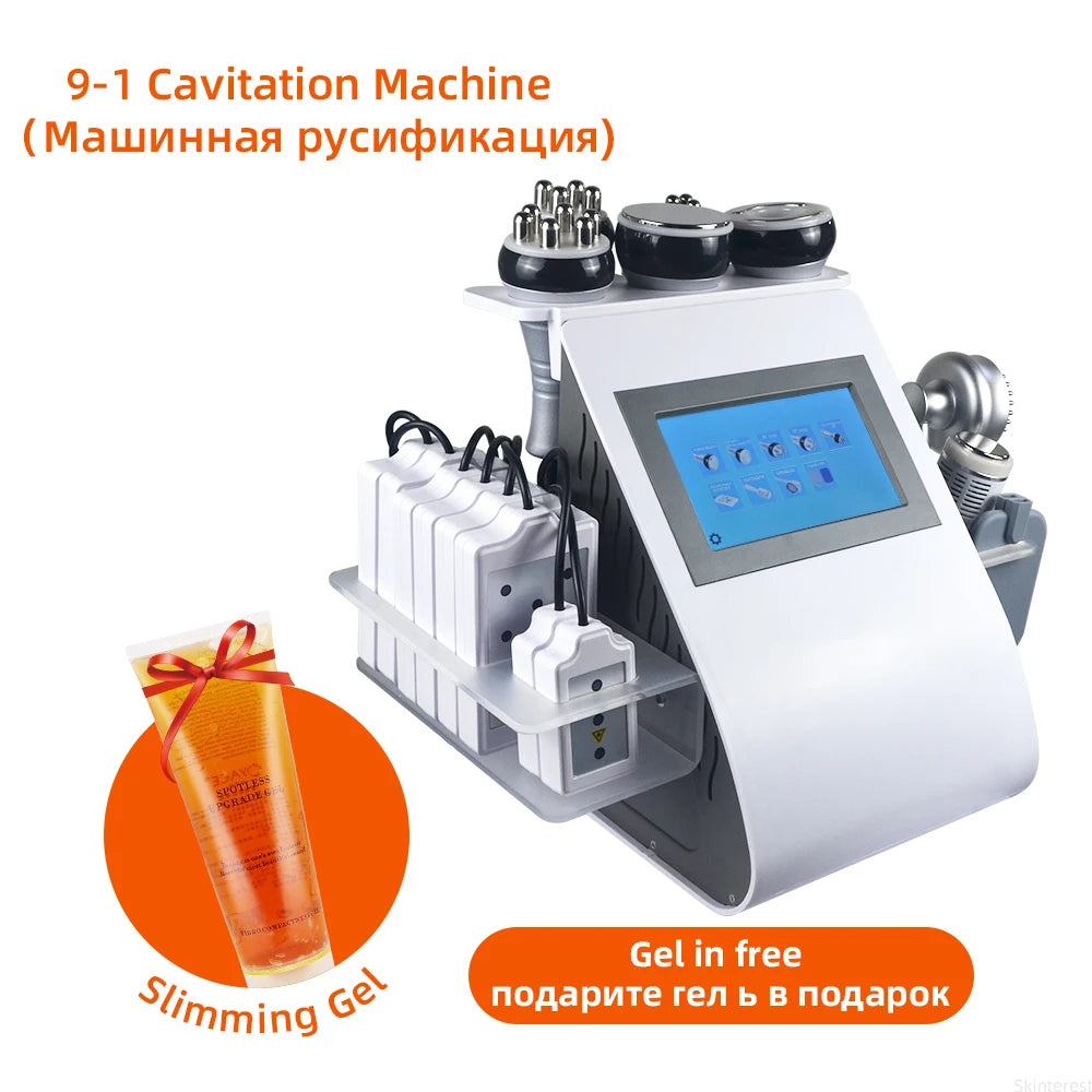 9 in 1 40K Cavitation Ultrasonic Body Slimming Machine Body Shape Loss Weight Vacuum Rejuvenation Skin Lift Tighten Tool