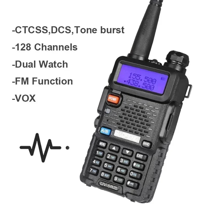 4Pcs UV-5R 5W Tri-Power Walkie Talkie High Power Dual Band Long Range Portable Handheld UV 5R Radio