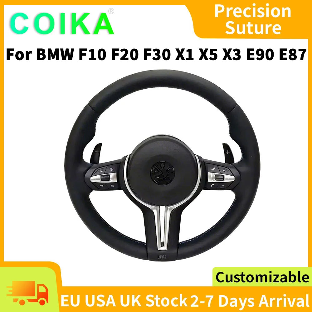 M Sport Full Leather Steering Wheel For BMW M3 F30 F15 F16 F20 F21 F25 F26 M5 F10 F11 F06 F07 F12 F13 F01 E90 E90 X5 E70 E87 E81