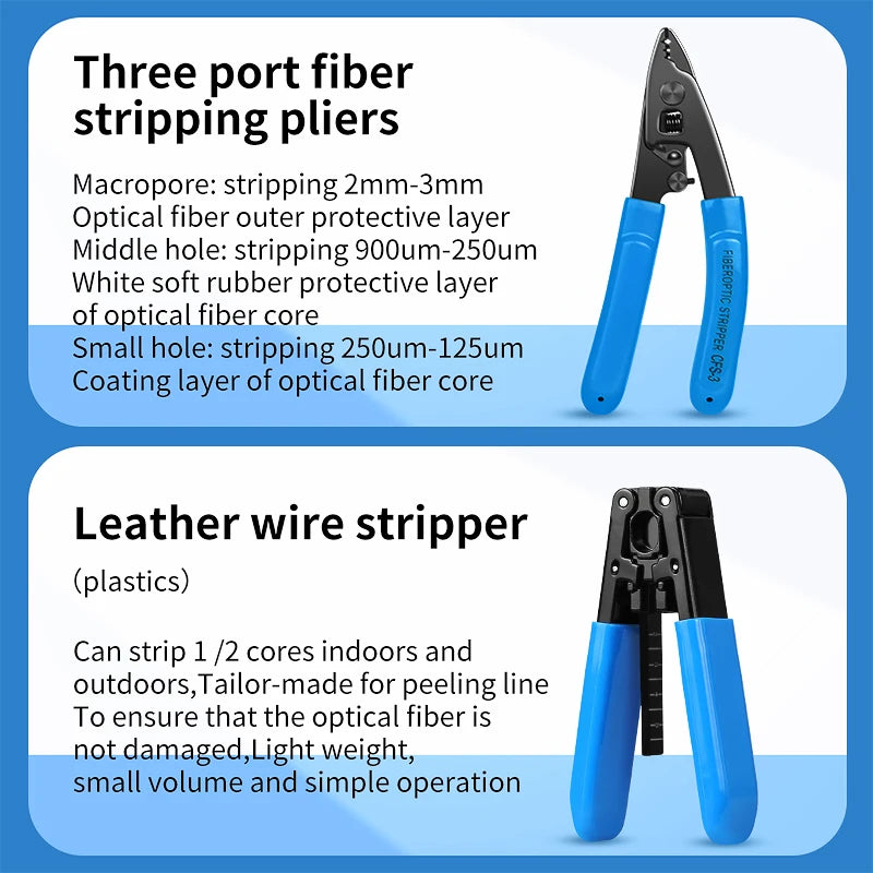 Fiber Optic Tool Kit With S-6C Fiber Cleaver Optical power meter(OPM) 15mW Visual fault locator(VFL) Fiber Stripper FTTH Tools