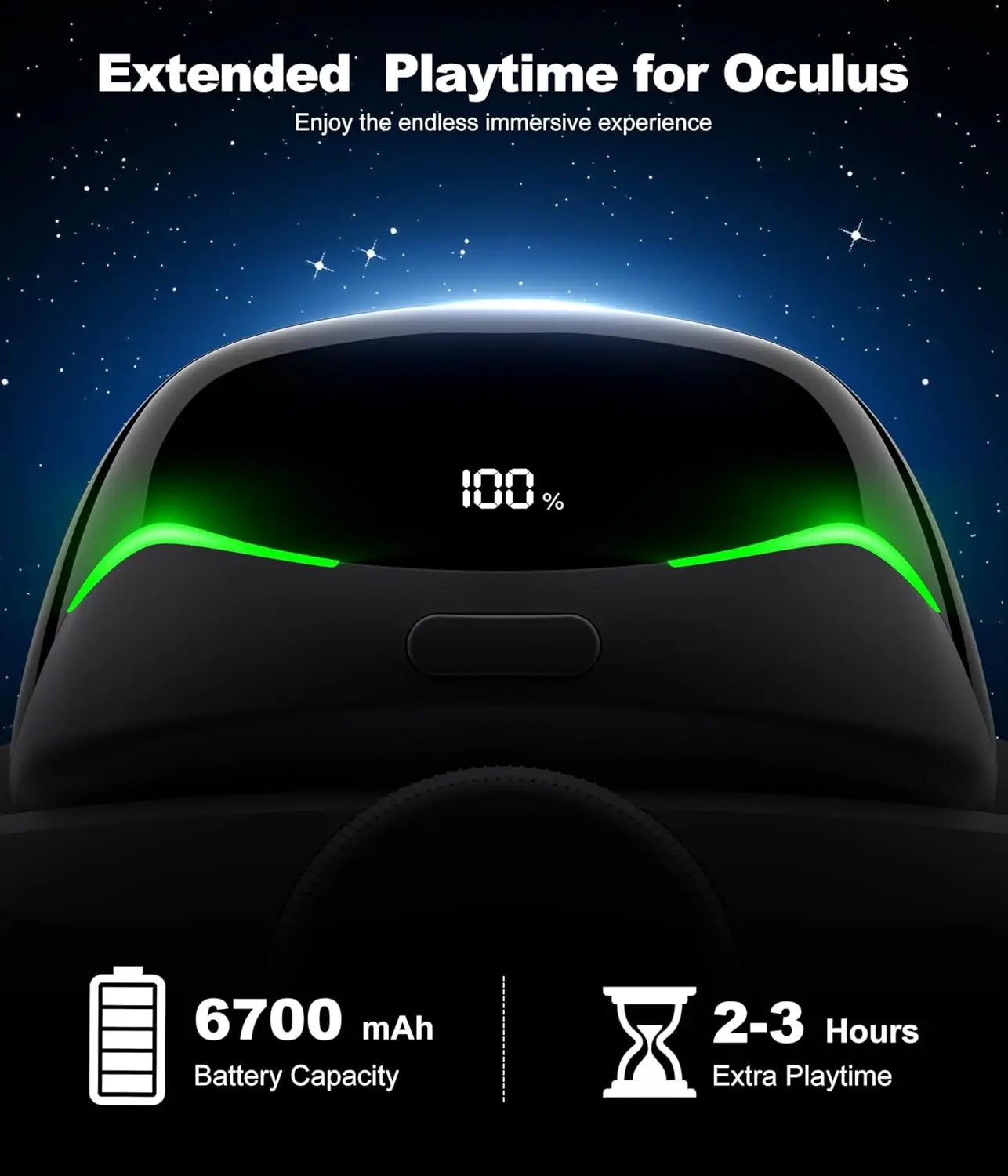 BEBONCOOL Head Strap for Meta Quest 3S/3/2 with Soft Cushion Pad 6700mAh Battery Headset Strap for VR Accessories Elite Strap