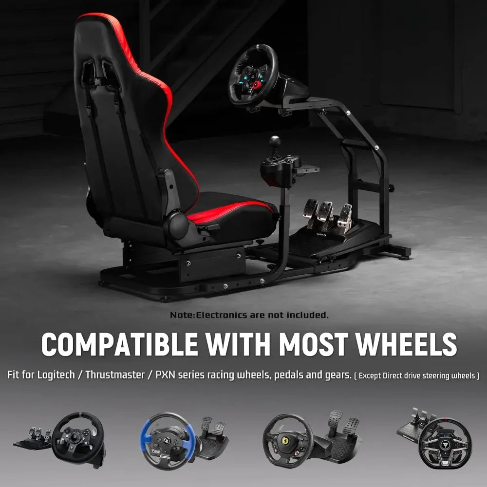 G29 Gaming Sim Cockpit: Adjustable Red Seat, Fits Logitech G920/G923 & Thrustmaster T300 (No Wheel/Handbrake)
