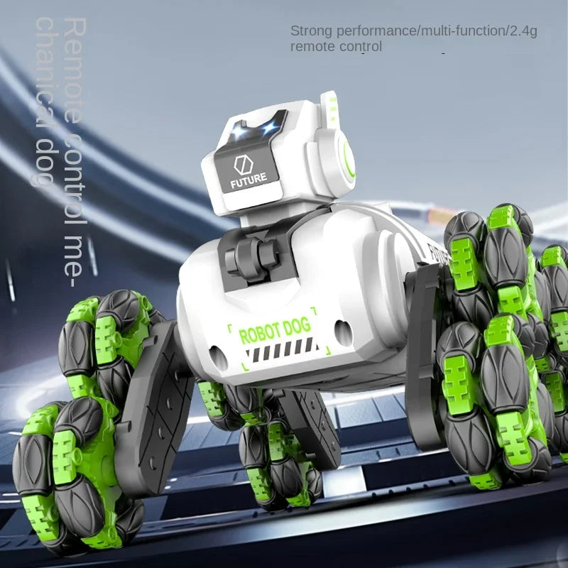 RC Robot Spray Dog Lights Music Dual Remote Control Intelligent Stunt Mechanical Dog 360 Drift Rotation Children Toys Boys Gift