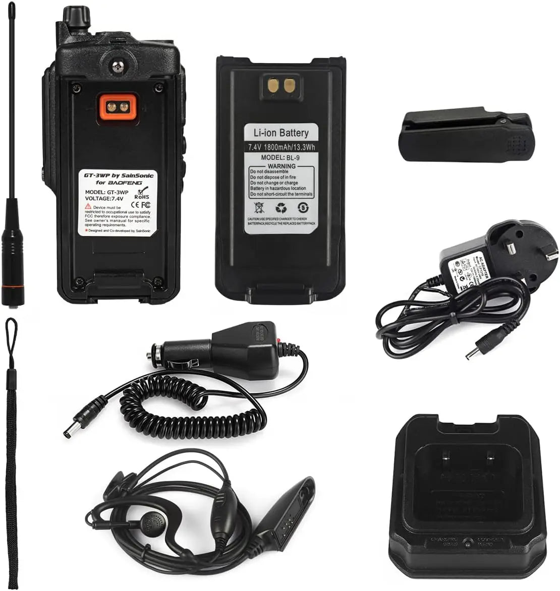 BAOFENG GT-3WP IP67 Dual Band Two-Way Radio, 144-148MHz 420-450MHz, Waterproof Dustproof Walkie Talkie Transceiver, Black 1 Pack