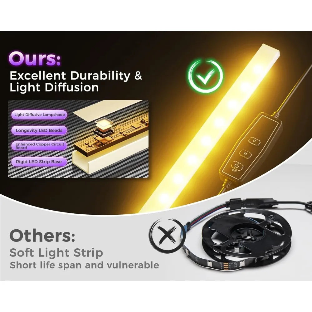 53 Inch L Shaped Gaming Desk with LED Lighting, Reversible Desk with Power Outlets, Customized