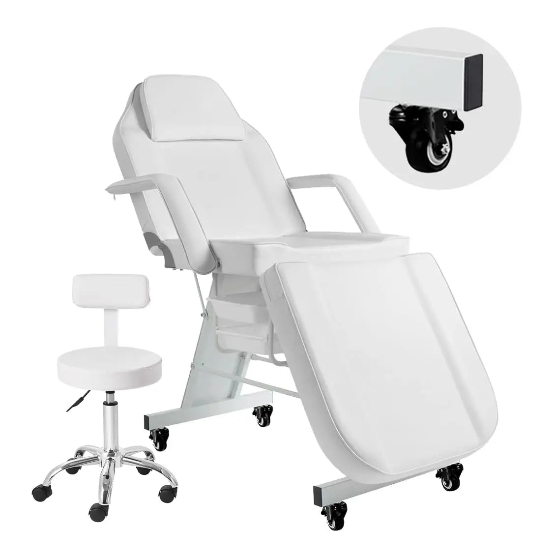 Facial Chair with Wheel Tattoo Chair for Client Beauty Chair Artist Spa Bed Removable Headrest for Client, Esthetician, Artist,