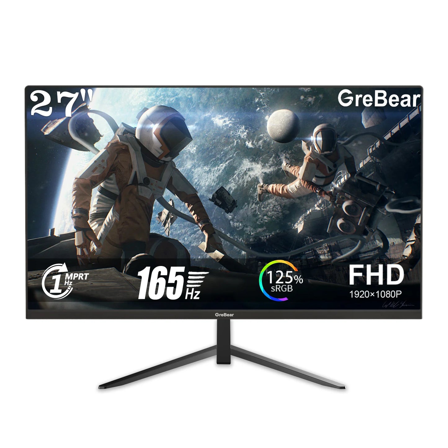 Grebear 27 inch  monitor 165hz,PC Home Office Computer Gaming Monitor FHD1080p,99% SRGB,Built-in Speakers