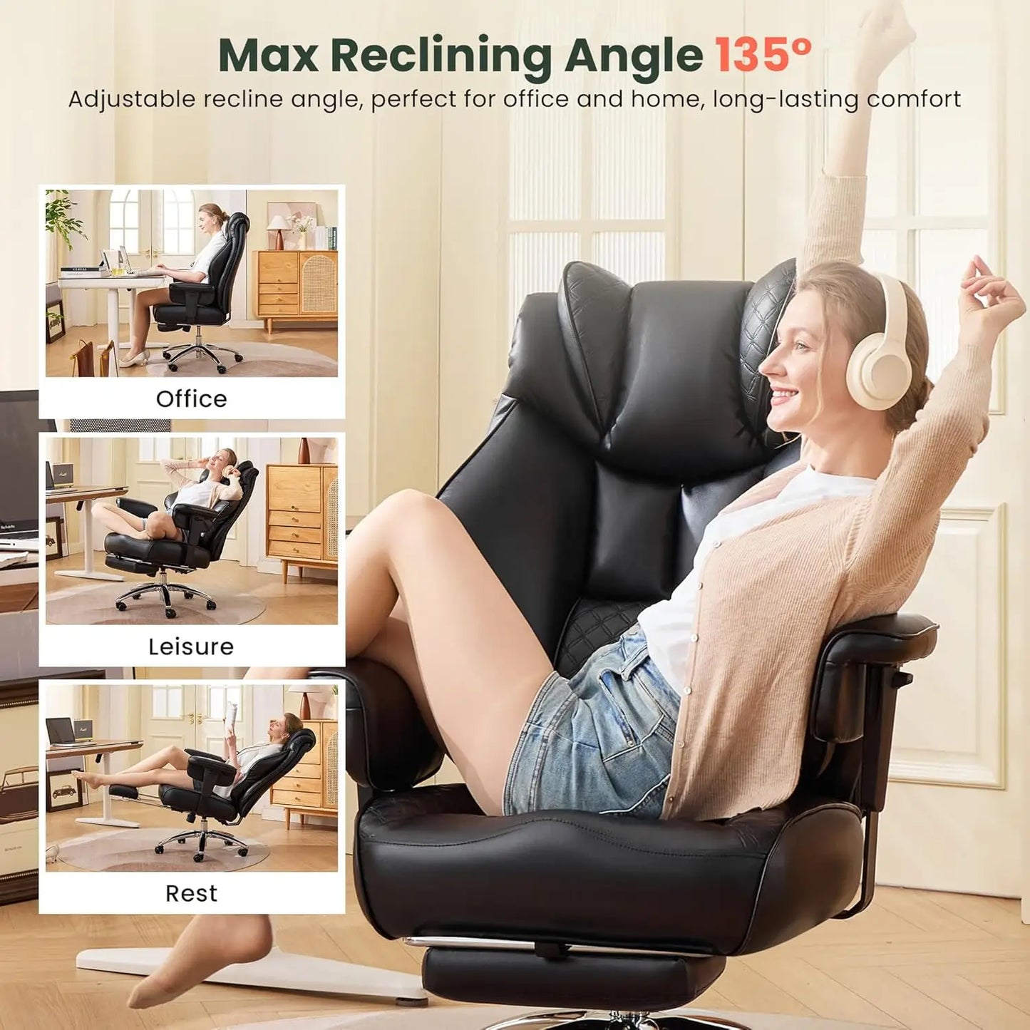 500lbs Big and Tall Office Chair Adjustable Lumbar Support, Extra Wide Seat Ergonomic Gaming Chair with Footrest,, Customized