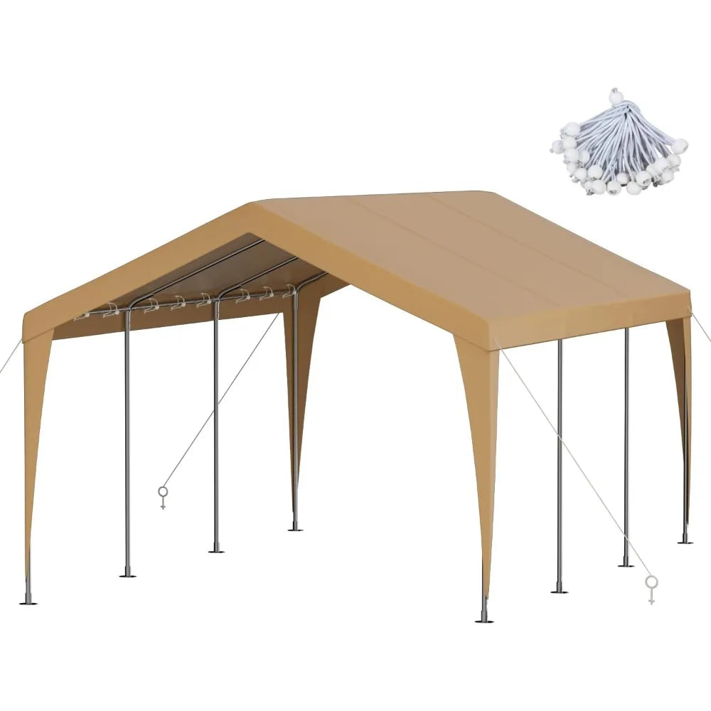 10x20 FT Heavy Duty Carport, Outdoor Portable Car Canopy Garage, Galvanized Steel Frame, UV-Resistant Waterproof PE Tarp