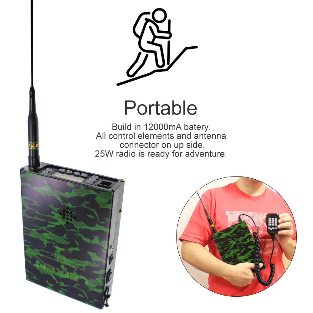 Leixen VV-898SP Backpackable Mobile Radio 12000mAh Battery Dual Band 136-174&400-470MHz Transceiver 25W 898SP Outdoor Radios