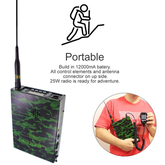 Leixen VV-898SP Backpackable Mobile Radio 12000mAh Battery Dual Band 136-174&400-470MHz Transceiver 25W 898SP Outdoor Radios