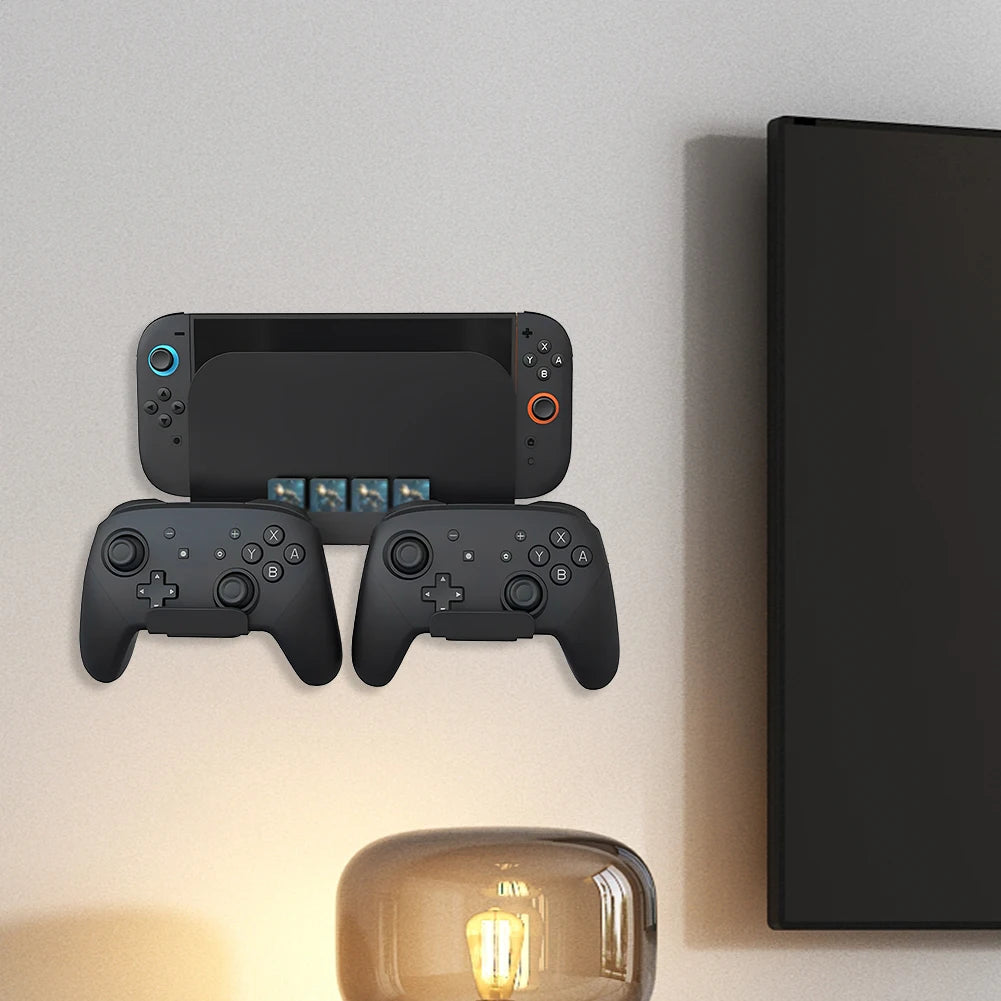 Wall Mount with 8 Game Card Holders and Controller Hooks Metal Wall Bracket Console Holder Stand for Nintendo Switch2